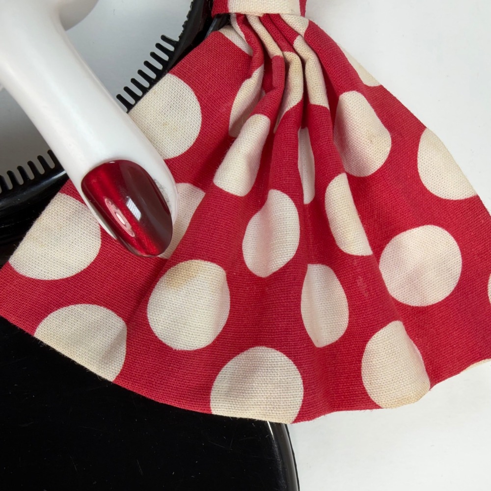 Vintage Disney Parks Minnie Mouse Ear Headband Red Polka Dot Bow Black Ears - Picture 12 of 12